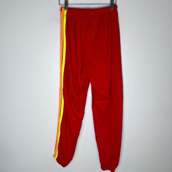Aviator Nation 5 Stripe Sweatpants Red Neon Rainbow Sz S - Picture 5 of 8
